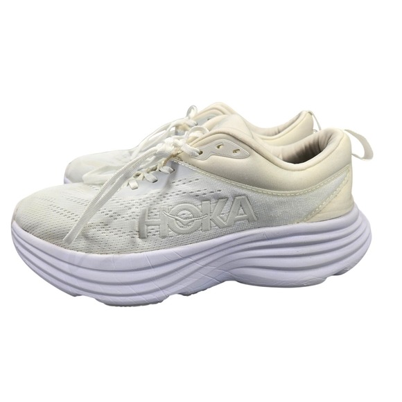 Hoka Bondi 8.5D Mens Running Shoes White Nimbus Cloud Low Top Sneakers
